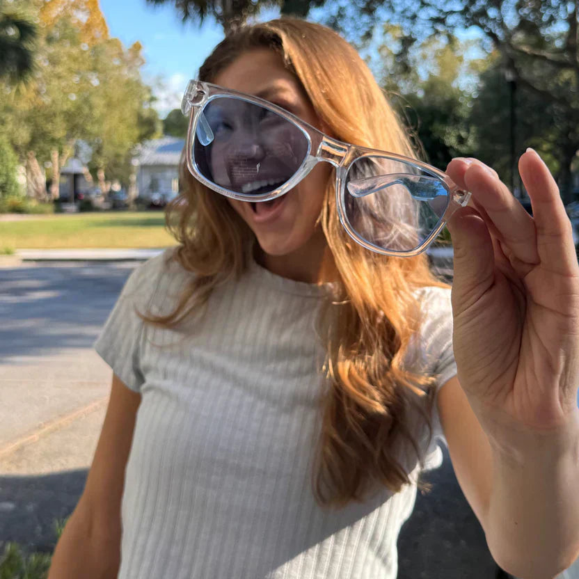 See Happy Glasses blue tinted lenses to counter monotone environments and restore energy